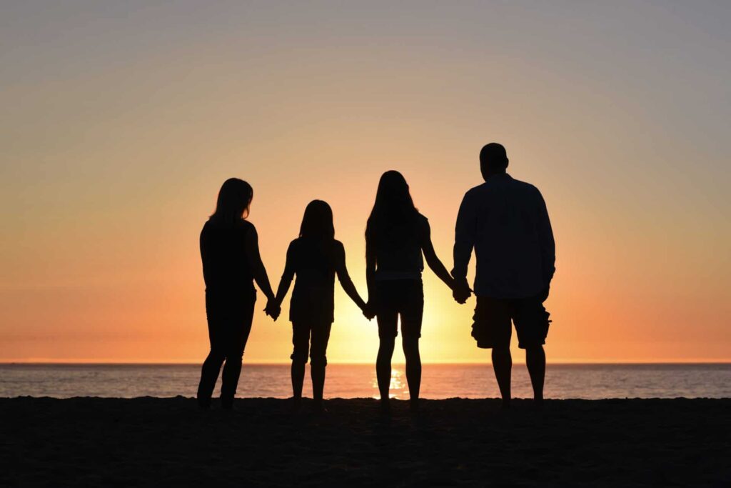 Family at sunset